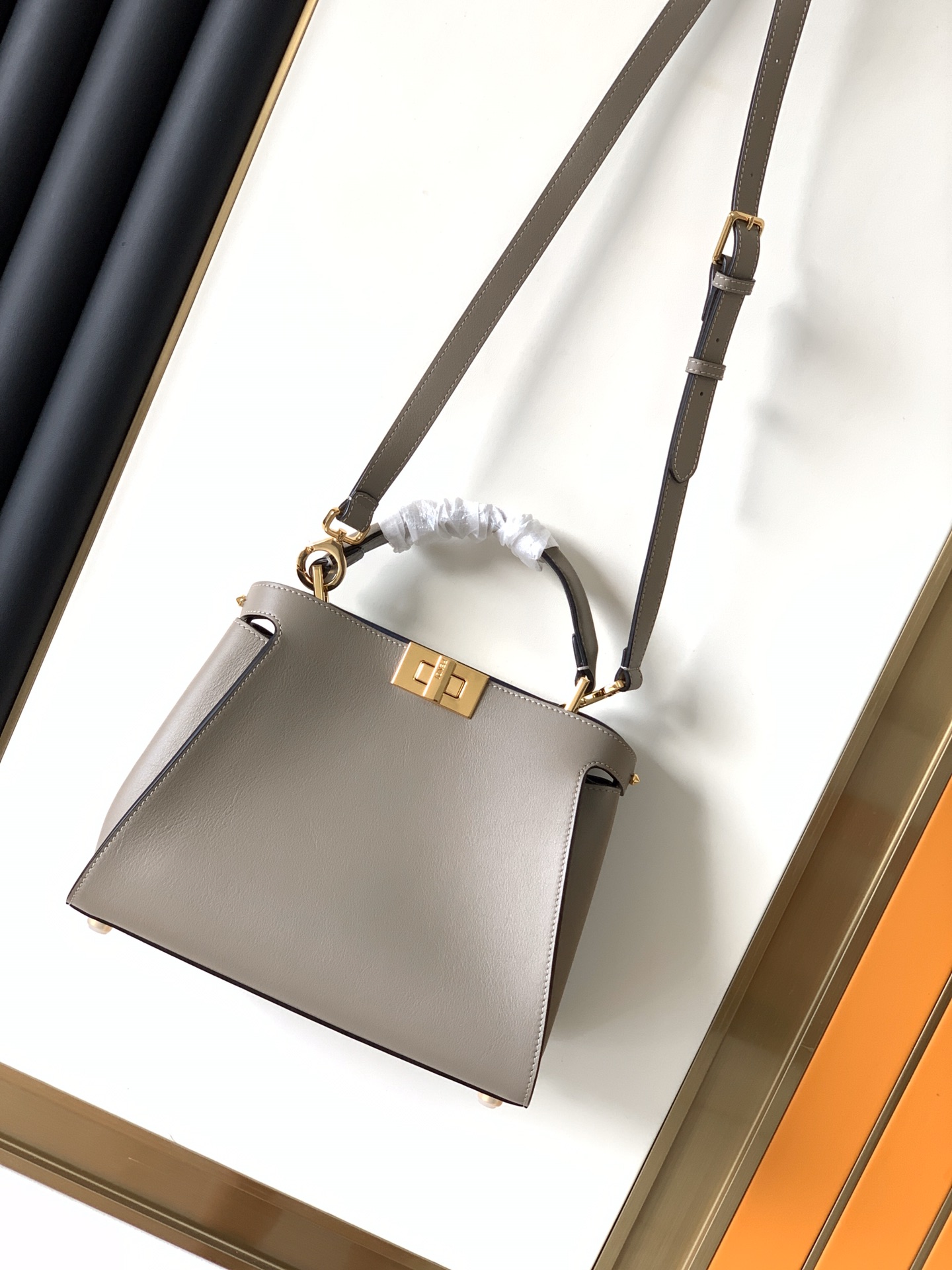 Fendi Peekaboo ISeeU Small Grey Leather Bag